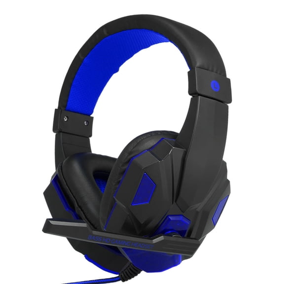 NFTIGB V5107 Over-Ear Gaming Headset with Microphone, Blue, 40mm Neodymium Drivers, Noise Isolation, USB & 3.5mm Audio Jack for PC, PS4, Mac, LED Light (8.26 inches / 20.9 cm)