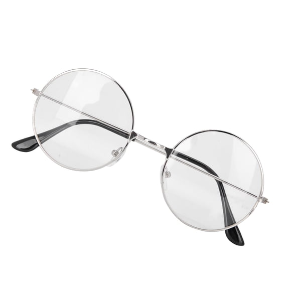 NFTIGB Vintage Style Clear Lens Eyeglasses Unisex Metal Frame Round Glasses, Silver, 5 inches / 12.7 cm