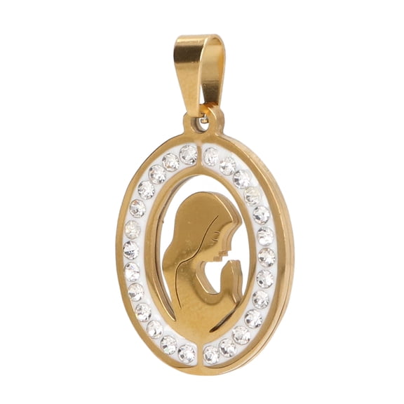 NFTIGB Virgin Mary Pendant Exquisite Carving Titanium Steel Jewelry For Men Women Daily Wear Golden 10 inches / 25.4 cm Chain Religious Amulet Perfect For First Communion Gift Giving