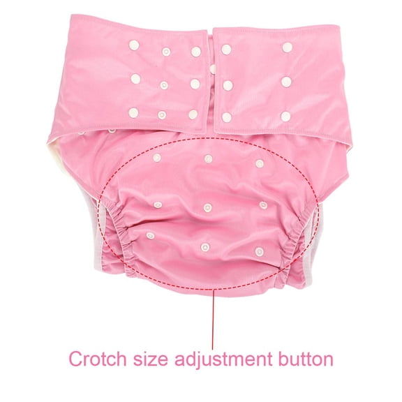 NFTIGB Washable Adult Pocket Nappy Cover, Adjustable & Reusable Diaper Cloth Protective Incontinence Underwear with Snap Buttons for Elders & Maternity, Pink, 13.4x12.2 inches / 34x31 cm