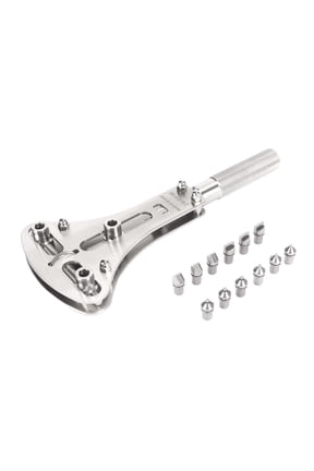 Watch Back Case Opener Wrench Adjustable Portable Stainless Steel Screw Remover Tool Kit, Silver