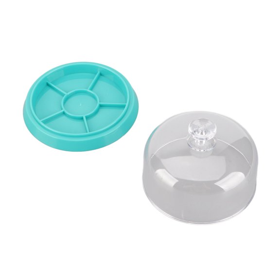 NFTIGB Watch Movement Dust Cover Tray, 6 Grids Watch Accurate Parts Storage Box Organizer, Plastic Repair Tool Kit Case Base for Professional Watchmakers, 4.06-inch Diameter, Clear and Blue