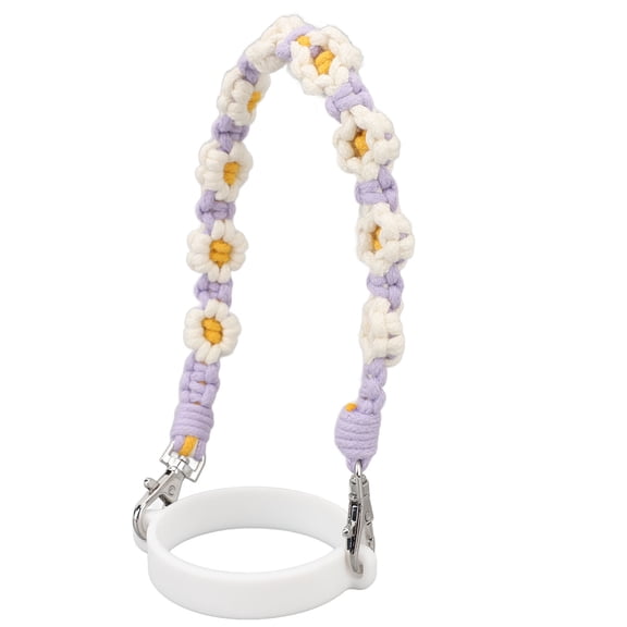 NFTIGB Water Bottle Handle Cute Daisy Flower Silicone Loop Hand Woven Lanyard Cup Rope for Outdoor Travel Camping Purple (9.84 inches / 25.0 cm)