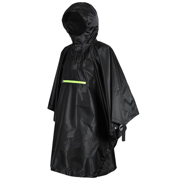 NFTIGB Waterproof Reflective Raincoat Hooded Poncho for Men and Women, Packable Black Rainwear