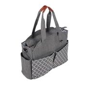 NFTIGB Waterproof Travel Diaper Messenger Bag with Pacifier Case Geometric Print Zipper Closure Tissue Pocket Large Capacity Tote for Mom and Dad 17.72 inches / 45 cm
