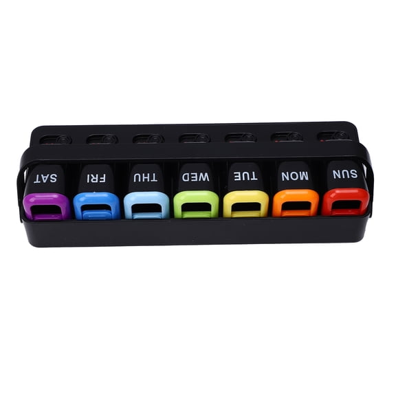 NFTIGB Weekly Tablet Organizer Portable 7 Day Travel Pill Box with Sliding Lid, 7 Detachable Compartments & Advanced Leak Proof Lock, 8.27 in / 21.0 cm, Black