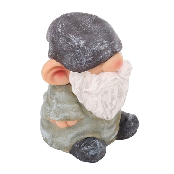 NFTIGB Whimsical Garden Gnome Statue Exquisite Resin Flat Head Green Figurine 17x16x13 Inches Outdoor Patio Lawn Sculptures for Yard Porch Pathway Home Decoration
