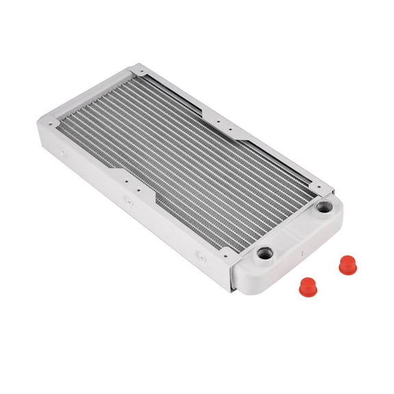 NFTIGB White Aluminum Radiator Heat Sink Computer Water Cooling Liquid Heat Exchanger 240mm / 9.4 inches Compact Low Noise Ultra Performance Cooling System G1/4 Thread Multi Device Match