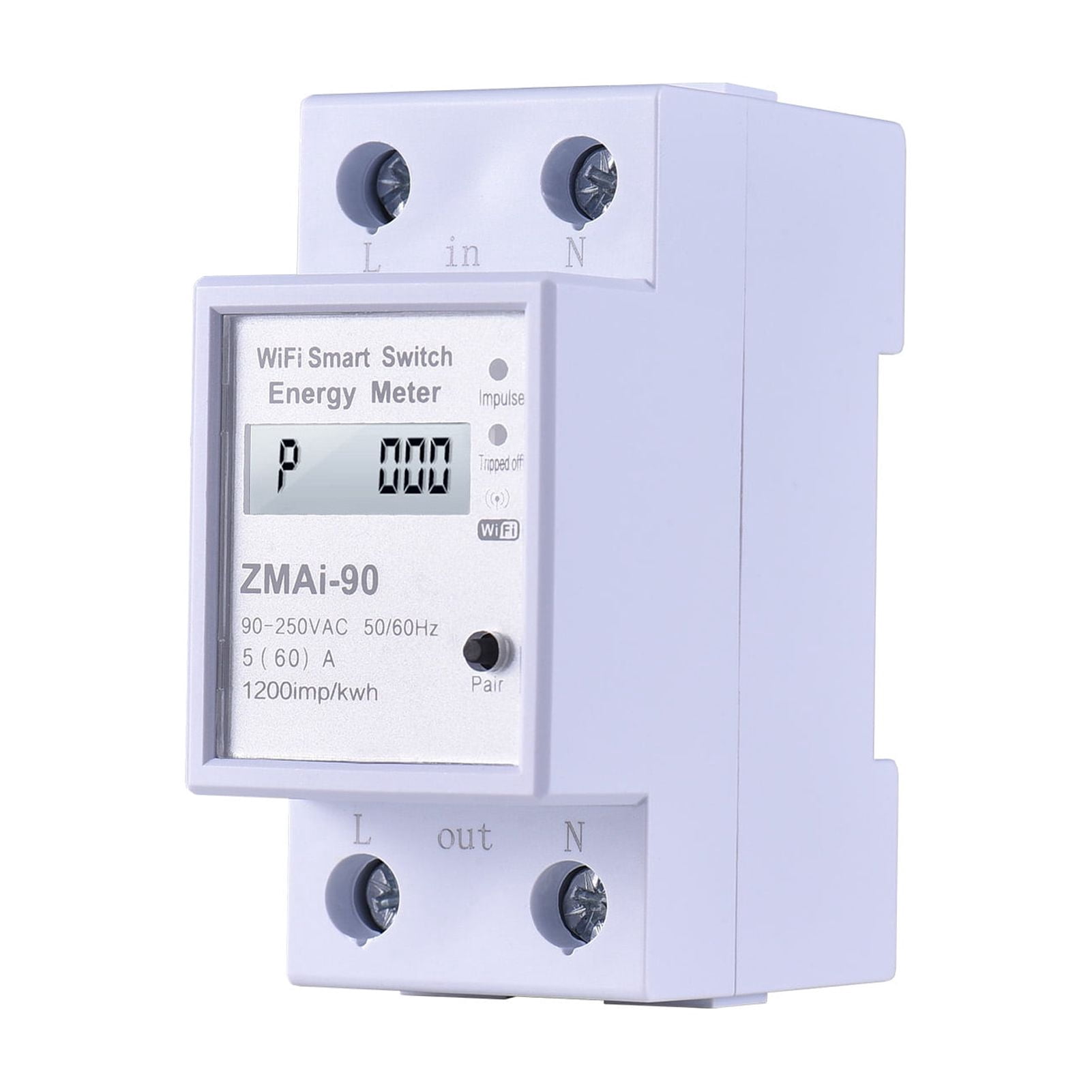 NFTIGB WiFi Intelligent Energy Meter Support TY APP Control Single-Phase Din Rail Smart Electricity Meter Power Consumption Kwh Wattmeter LCD Display Voice Control Metering Switch Functions 220V