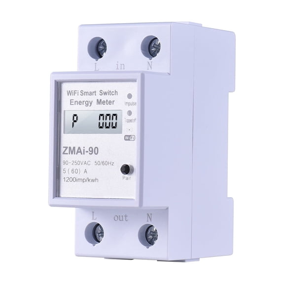 NFTIGB WiFi Intelligent Energy Meter Support TY APP Control Single-Phase Din Rail Smart Electricity Meter Power Consumption Kwh Wattmeter LCD Display Voice Control Metering Switch Functions 220V