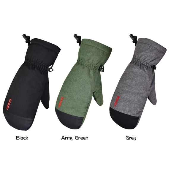 NFTIGB Winter Warm Snow Mittens, Windproof Water-Resistant Skiing Gloves for Men Women, Gray Size M (16.5 inches / 42 cm)