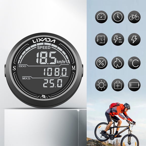 NFTIGB Wired Bike Computer Speedometer Waterproof LCD Backlight Cycle Odometer 2.2 in / 5.6 cm Screen, Black