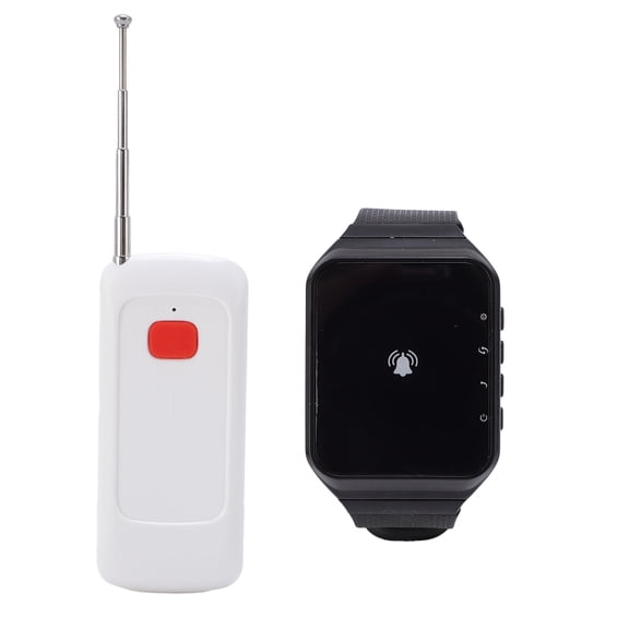 NFTIGB Wireless Call System with Wrist Watch Receiver and Call Button Transmitter, IPX4 Water Proof Wireless Pager System for Restaurant Office Clinic, 1000 Meters Range, Black