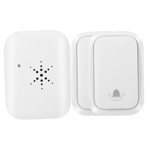 NFTIGB Wireless Doorbell Kit Self-Powered Transmitter Receiver, IP68 Waterproof Door Chime, 4 Volume Levels, 110-240V EU Plug, No Battery Required, 2 Push Buttons 1 Receiver for Home Security White