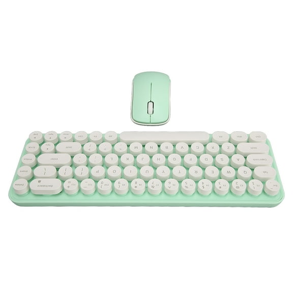 NFTIGB Wireless Keyboard Mouse Combo Mini Portable Retro Silent 2.4G 68 Keys Office Set, Ergonomic Design for PC Laptop Windows, 15.75 inches / 40 cm Length, White Green