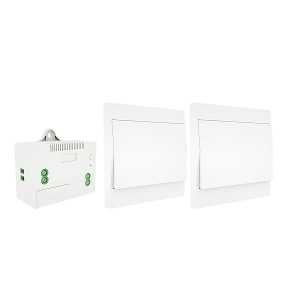 NFTIGB Wireless Light Switch and Receiver Kit, Self-Powered 433Mhz Remote Wall Switch No Wiring Needed, 2 Wall Switches & 1 Receiver Smart Lighting Control for Home Appliances, White