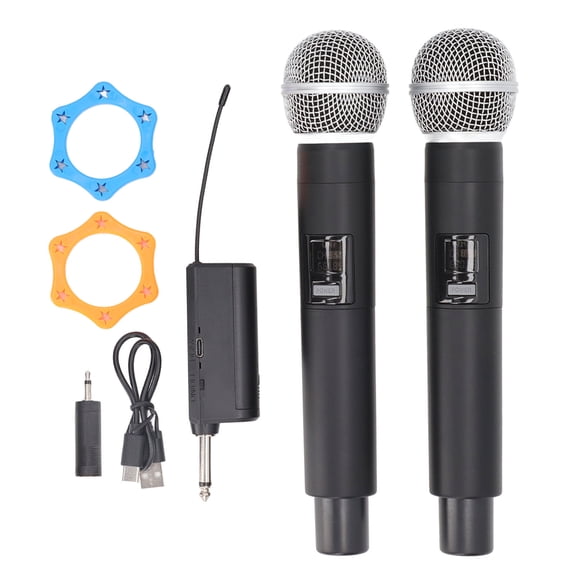 NFTIGB Wireless Microphone System Cordless Dual Handheld Mics with Rechargeable Receiver 164ft Range for Karaoke Party Church