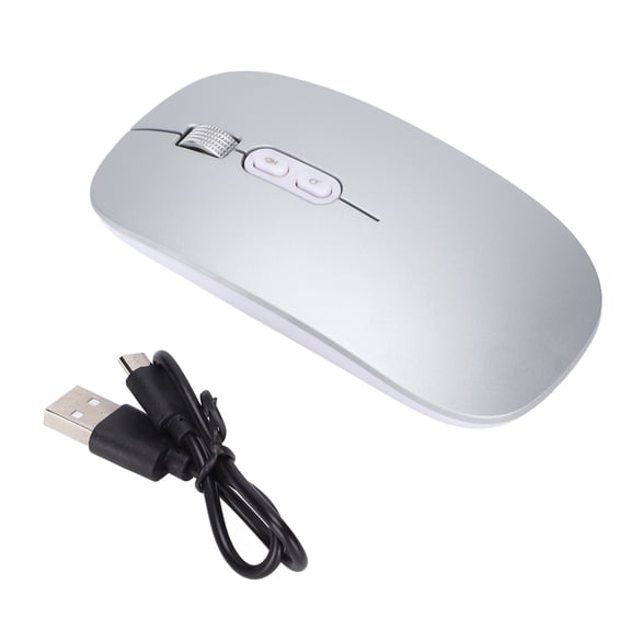 NFTIGB Wireless Mouse 1600DPI Optical AI Voice Input Computer Accessory Ultra Thin with USB Receiver 2.4G & Bluetooth Compatible for PC Laptop Notebooks Silver