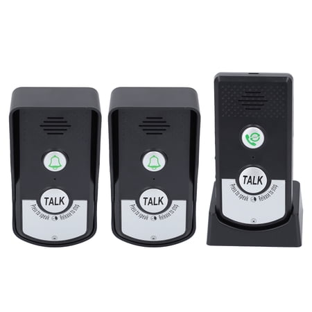 NFTIGB Wireless Voice Intercom Doorbell Kit, 1000m / 3280 ft Long Range Home Doorbell Intercom System with 2 Outdoor and 1 Indoor Unit, IP54 Waterproof, Black