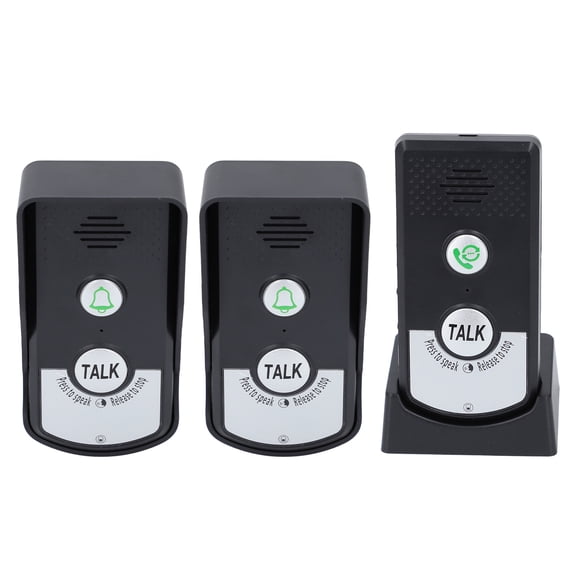 NFTIGB Wireless Voice Intercom Doorbell Kit, 1000m / 3280 ft Long Range Home Doorbell Intercom System with 2 Outdoor and 1 Indoor Unit, IP54 Waterproof, Black