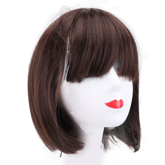 NFTIGB Womens Dark Brown Short Straight Bob Wig, Soft Breathable Synthetic Hair Wig for Daily Wear (10 inches / 25.4 cm)