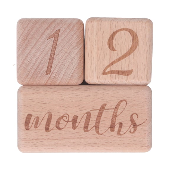 NFTIGB Wooden Baby Monthly Milestone Blocks Set Infant Age Blocks for Newborn Growth Photography Prop Memory Keepsake 10x8x5 Inches / 25.4x20.3x12.7 cm