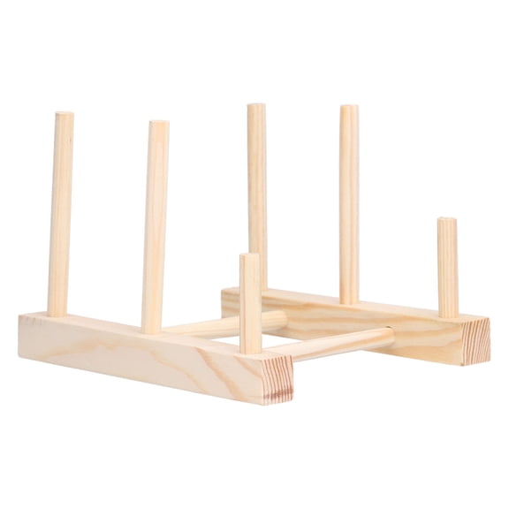 NFTIGB Wooden Dish Plate Drain Rack Non Deformation Dinnerware Storage Organizer for Bowl Cup Pot Lid, 5.9 inches / 15 cm