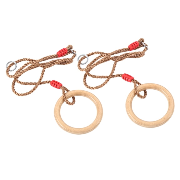 NFTIGB Wooden Gymnastics Rings with Adjustable Ropes, Pull Up Gym Rings for Full Body Workout, Indoor Outdoor Kids and Adults Fitness Equipment (9.25 inches / 23.5 cm)