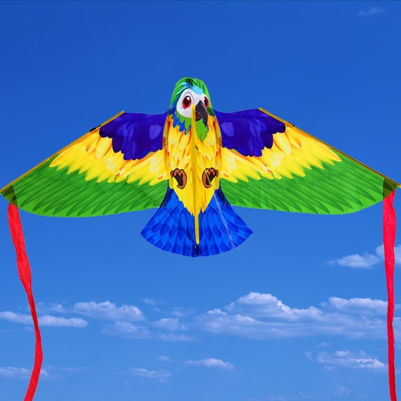 NFTIGB Yellow 3D Parrot Kite for Kids and Adults Large Colorful Flying Toy for Outdoor Beach Park Games Beautiful Yellow Animal Kite with String and Handle Easy to Fly Fun Family Activity Summer Gift
