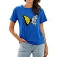thumbnail image 1 of NFTOEIULA Women Butterfly Daisy Graphic Crew Neck Short Sleeve T-Shirt, 1 of 7