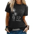 thumbnail image 1 of NFTOEIULA Women Dandelion Graphic Letter Print Crew Neck Short Sleeve T-Shirt, 1 of 7