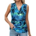 thumbnail image 1 of NFTOEIULA Women Sleeveless Hawaiian Top Floral Print V Neck Summer Tank Top Casual Boho Loose Tunic Top Blouse, 1 of 7