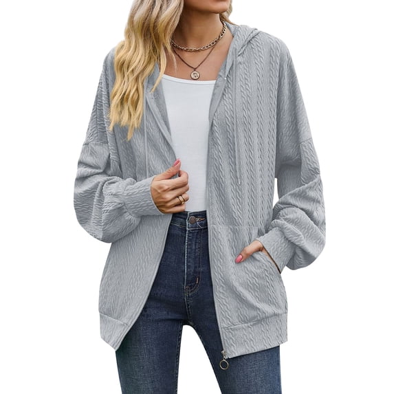 NFTOEIULA Women Full Zip Long Sleeve Drawstring Hoodies With Pockets