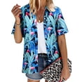thumbnail image 1 of NFTOEIULA Women Hawaiian Floral Print Oversized Short Sleeve Shirt T-shirt, 1 of 3