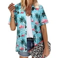 thumbnail image 1 of NFTOEIULA Women Hawaiian Floral Print Oversized Short Sleeve Shirt T-shirt, 1 of 3