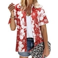 thumbnail image 1 of NFTOEIULA Women Hawaiian Floral Print Oversized Short Sleeve Shirt T-shirt, 1 of 9
