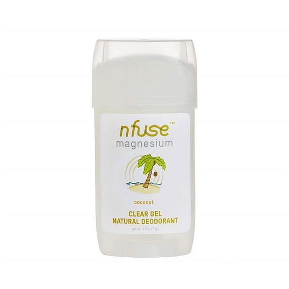 NFuse 242129 2.5 oz Magnesium Natural Clear Gel Deodorant, Coconut & Kiwi