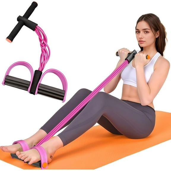 NGARDK Foot Pedal Resistance Band - 6 Tube Pedal Ankle Puller, Stirrup Puller for Exercise (Pink)