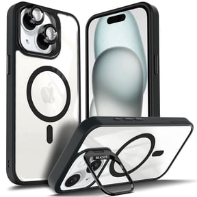 NGB SUPREMACY For iPhone 14 Plus / 15 Plus Case Built-In Camera Guard Kickstand Lens Protector Wireless Charging MagSafe/Qi Magnetic Car Mount Apple iPhone 14 Plus / 15 Plus Phone Case Cover