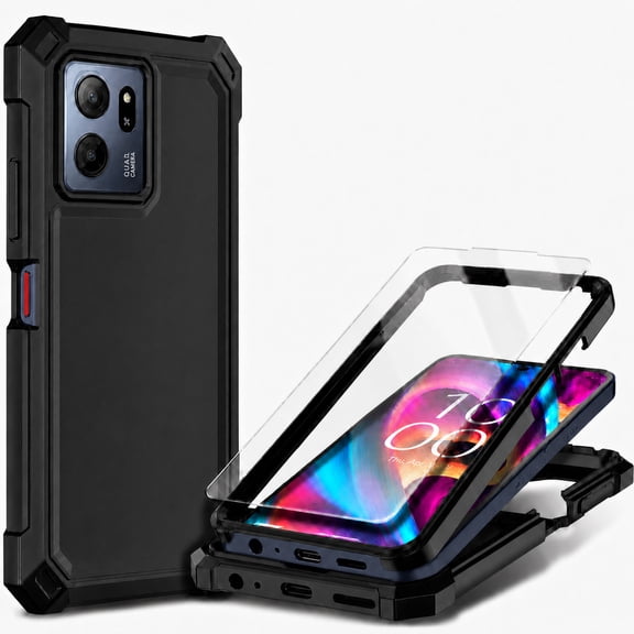 NGB SUPREMACY For Consumer Cellular Iris Connect 2 Phone Case Tempered Glass Screen Protector Full-Body Protective Shockproof Bumper Consumer Cellular Iris Connect 2 Case Cover