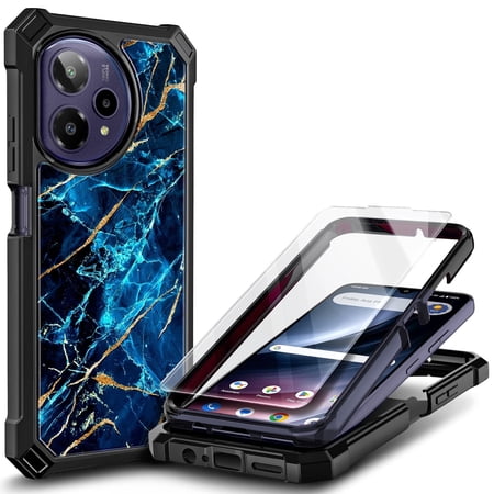 NGB SUPREMACY For Cricket Icon Plus - 2026 / AT&T Verge 2 Phone Case Tempered Glass Screen Protector Full-Body Protective Shockproof Bumper Icon 6 Plus 2026 / ATT Verge 2 Case Cover