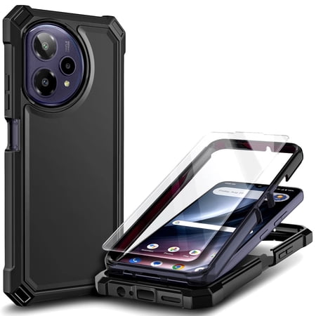 NGB SUPREMACY For Cricket Icon Plus - 2026 / AT&T Verge 2 Phone Case Tempered Glass Screen Protector Full-Body Protective Shockproof Bumper Icon 6 Plus 2026 / ATT Verge 2 Case Cover