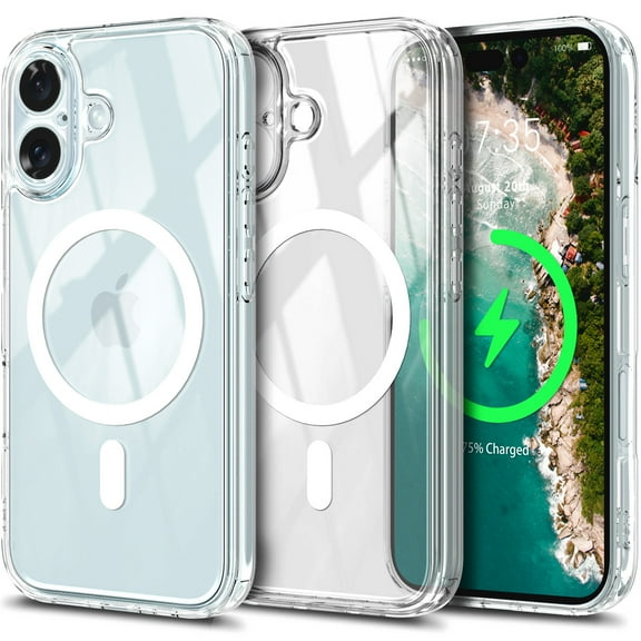 NGB SUPREMACY For Apple iPhone 16 Plus Phone Case Transparent Anti-Yellowing Wireless Charging MagSafe/Qi Magnetic Car Mount Phone Cover