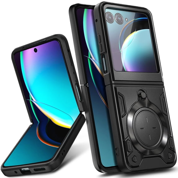 NGB SUPREMACY For Motorola Razr+ Plus 2024 Phone Case Built-in Magnetic Car Mount Kickstand Ring Holder Moto Razr+ Plus 2024 Case Cover