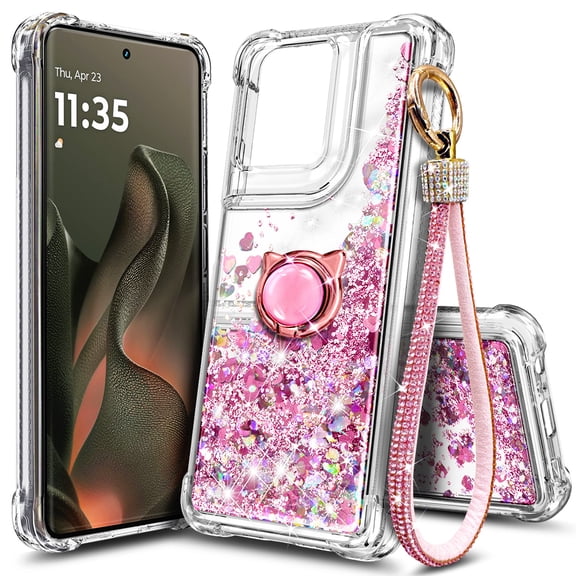 NGB SUPREMACY For Motorola edge 2025 Phone Case Ring Holder Wrist Strap Lanyard Women’s Shiny Sparkly Glitter Moto edge 2025 Case Cover