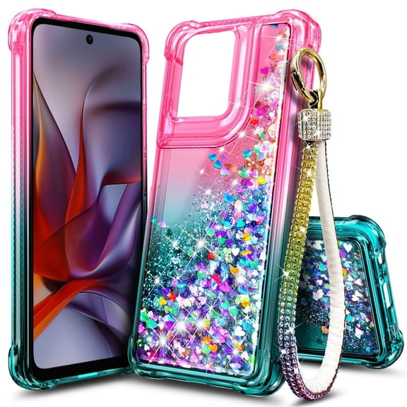 NGB SUPREMACY For moto g 2025 / moto g 2026 / moto g PLAY 2026 Phone Case Wrist Strap Lanyard Women’s Glitter Liquid Motorola g 2025/g 2026/g PLAY 2026 Case Cover