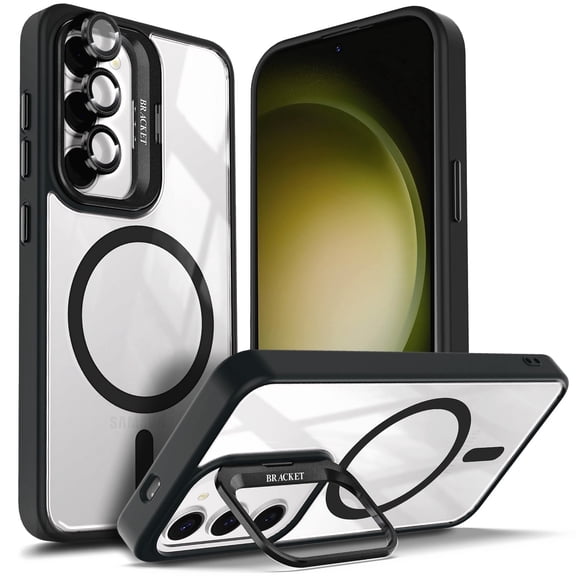 NGB SUPREMACY For Samsung Galaxy S23 Case Built-In Camera Guard Kickstand Lens Protector Wireless Charging MagSafe/Qi Magnetic Car Mount Phone Cover