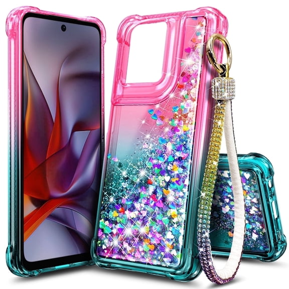 NGB SUPREMACY For moto g POWER 2025 / moto g POWER 2026 Phone Case Wrist Strap Lanyard Shiny Sparkly Glitter Motorola g POWER 2025/g POWER 2026 Case Cover