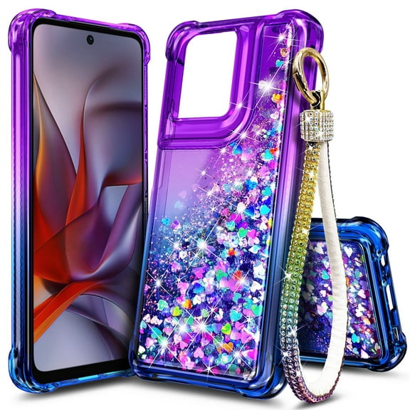 NGB SUPREMACY For moto g STYLUS 2025 Phone Case Wrist Strap Lanyard Women’s Shiny Sparkling Glitter Case