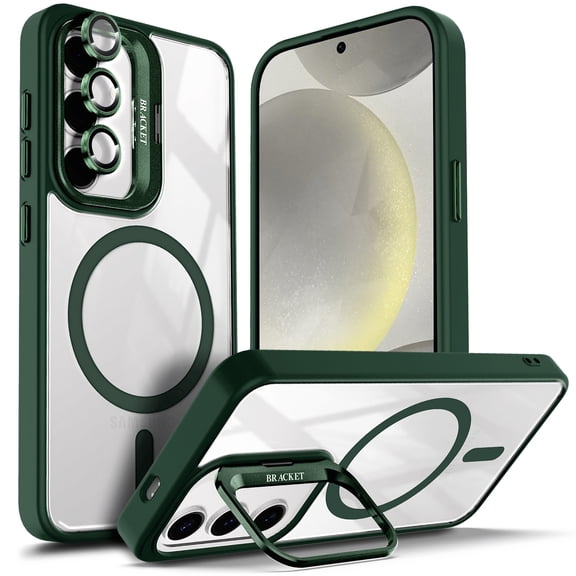 NGB SUPREMACY For Samsung Galaxy S24 Case Built-In Camera Guard Kickstand Lens Protector Wireless Charging MagSafe/Qi Magnetic Car Mount Phone Cover